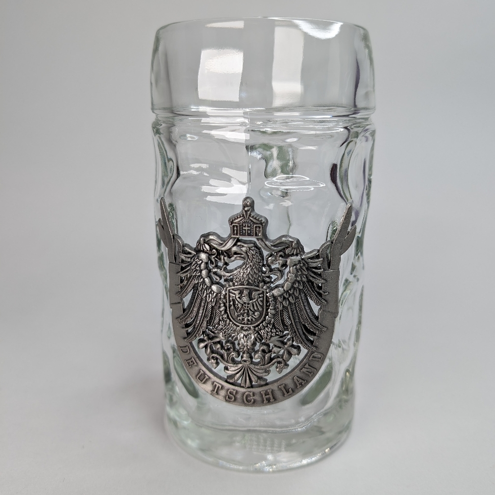 German Stein Glass .5L with Deutchland Eagle Medallion